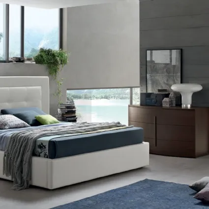 Bed in eco-leather with buttoned headboard Deo by Maronese Acf.