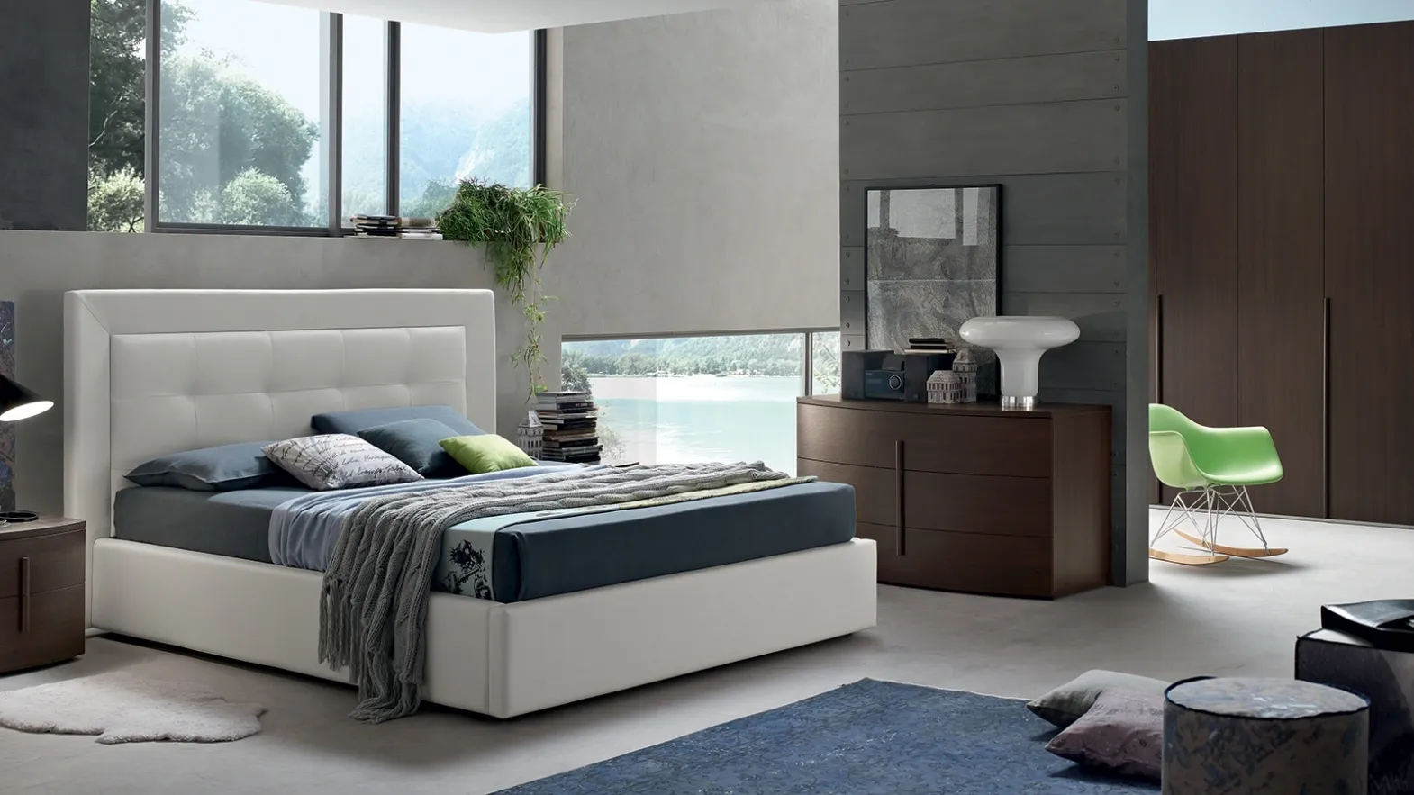 Bed in eco-leather with buttoned headboard Deo by Maronese Acf.