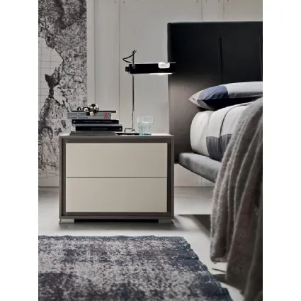 Bedside table Grip in Grey Elm and Lacquered by Maronese Acf