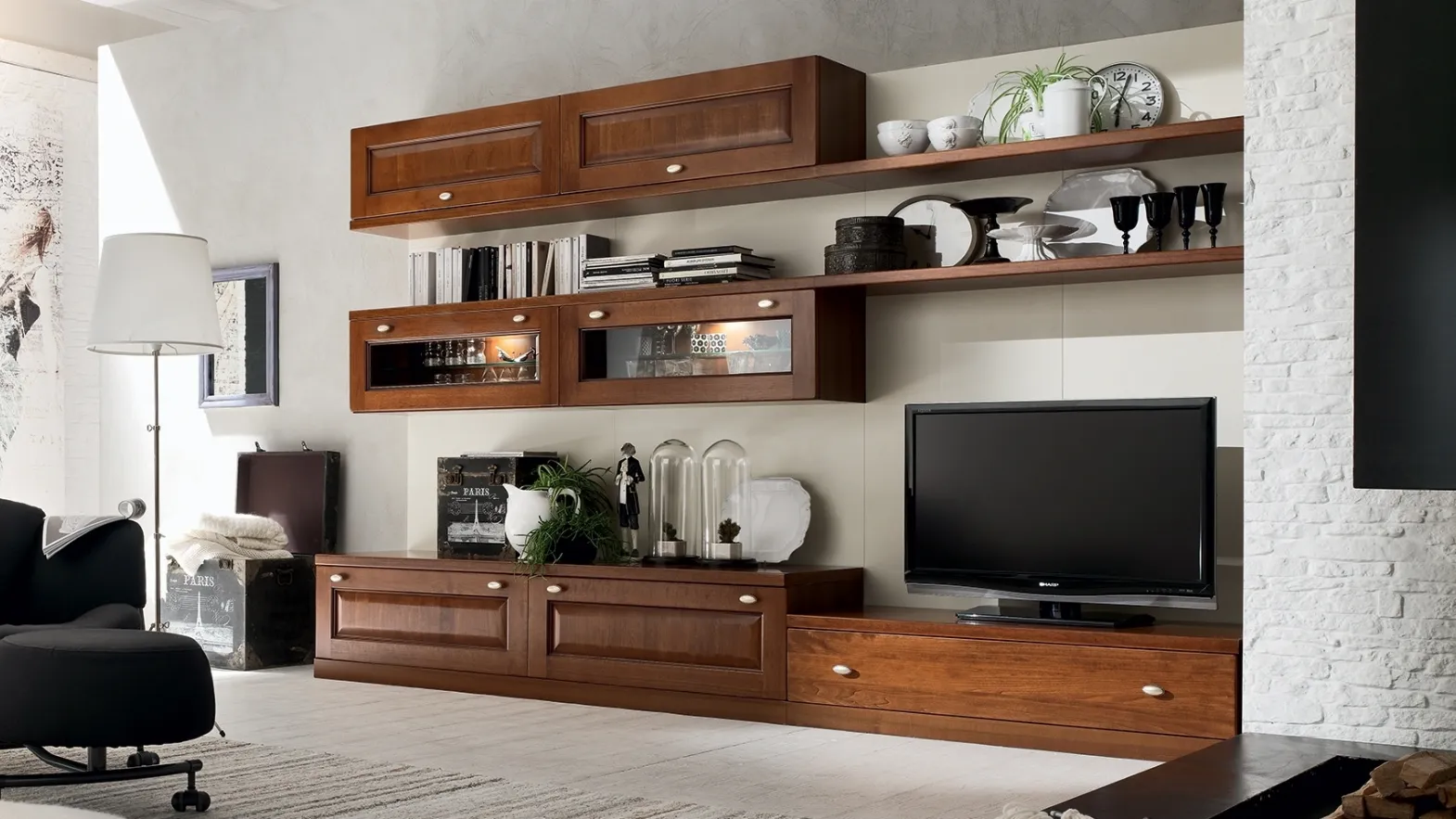 AS570 Wall Unit in Walnut by Maronese Acf