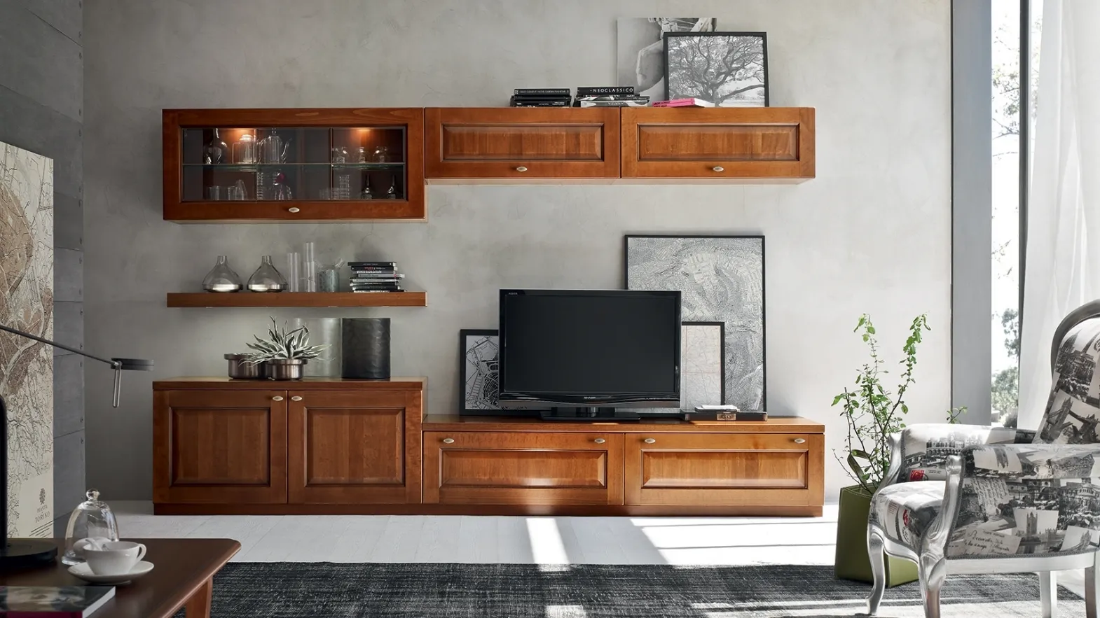 AS575 wall unit in Walnut by Maronese Acf.