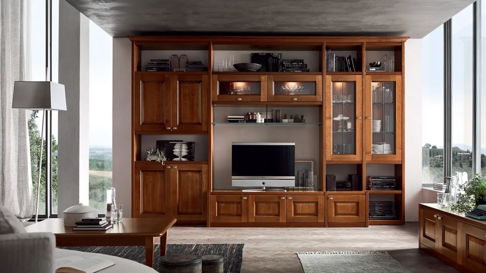 Wall unit AS579 in Walnut by Maronese Acf.