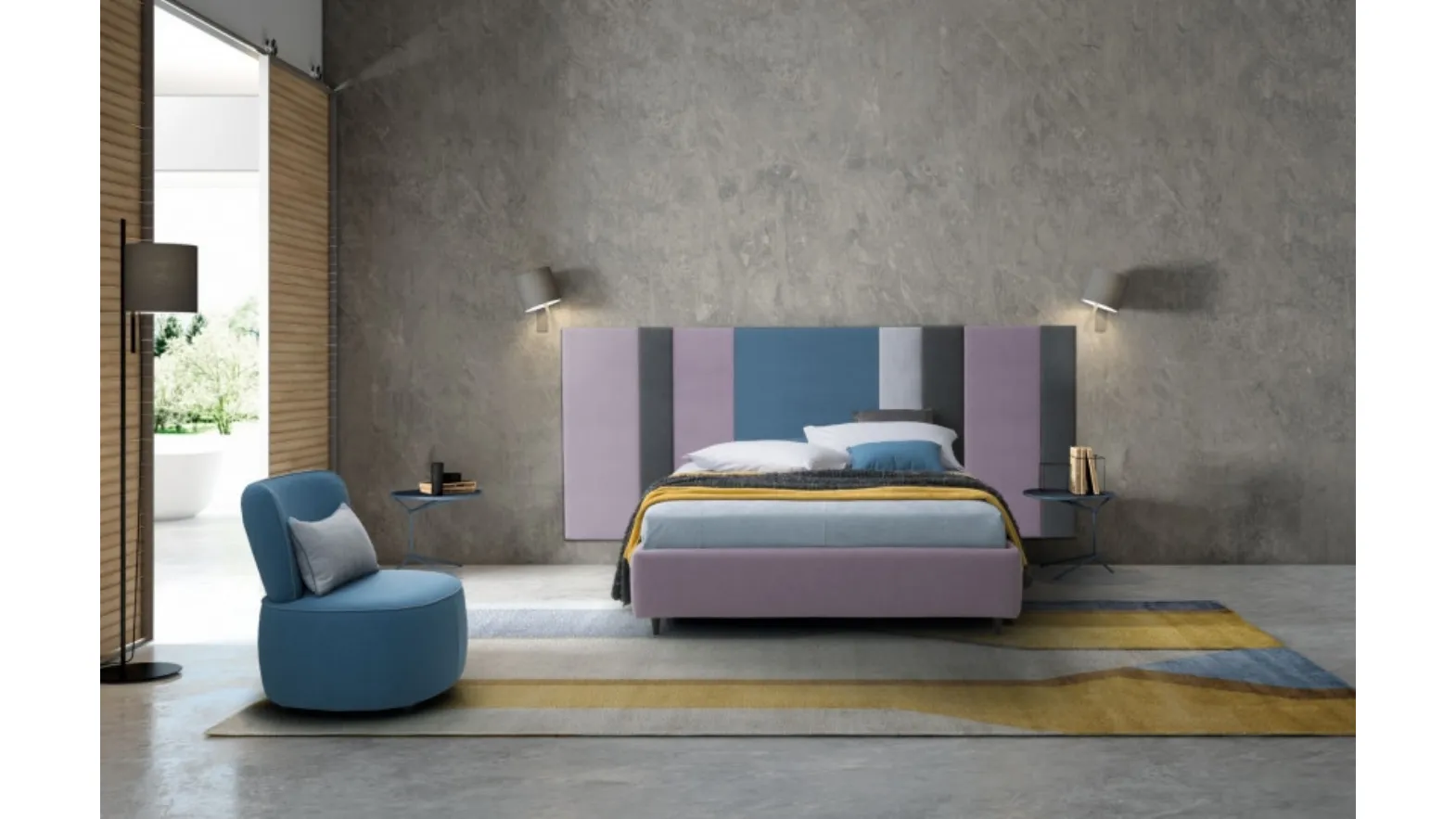 Single bed with modular Ground headboard by Le Comfort