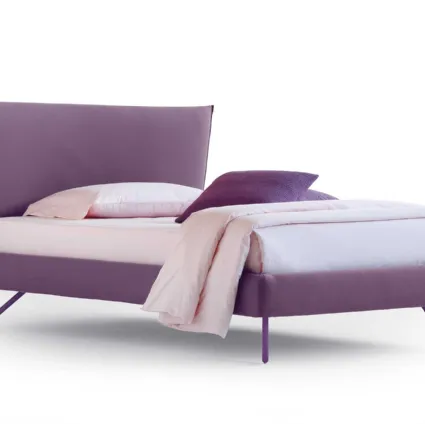 Single fabric upholstered bed with Hug 04 Soft headboard by Noctis