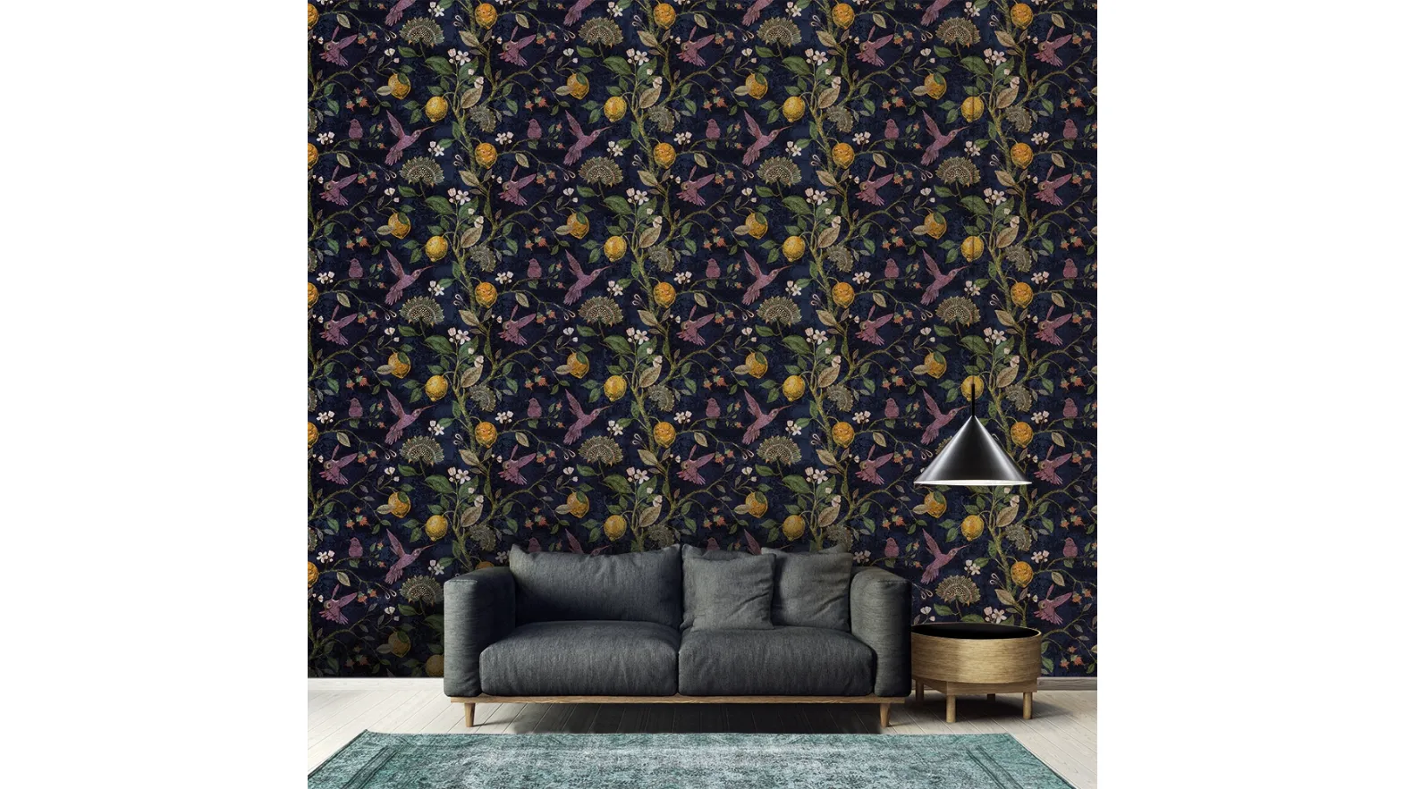 Lemons and birds wallpaper by Adriani e Rossi.