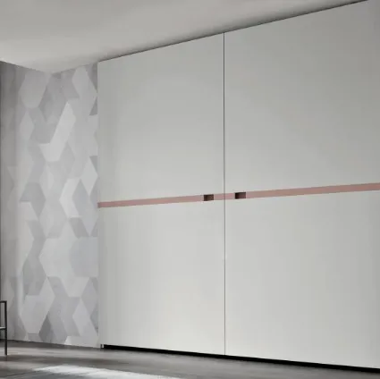 Sliding wardrobe Ciak Complanar in lacquered Glacier and matt Powder by Maronese Acf