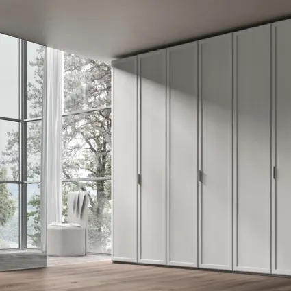 Gardenia wardrobe with hinged door in grey Ash stone by Maronese Acf.