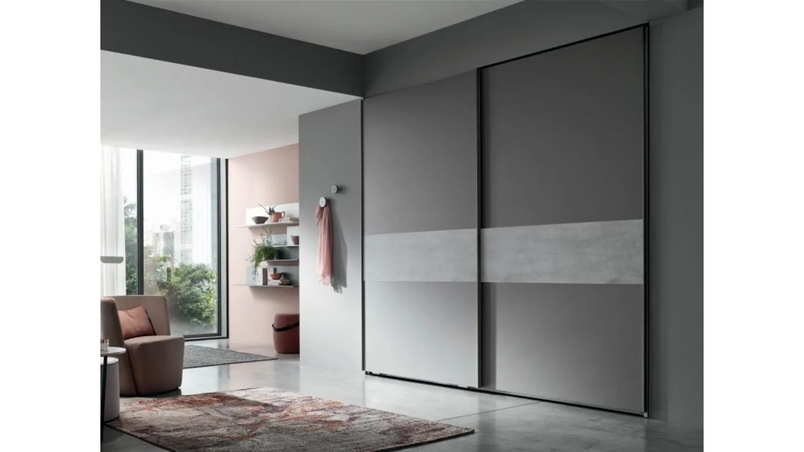 Next DK147 wardrobe lacquered in matte magma and melamine cement by Maronese Acf