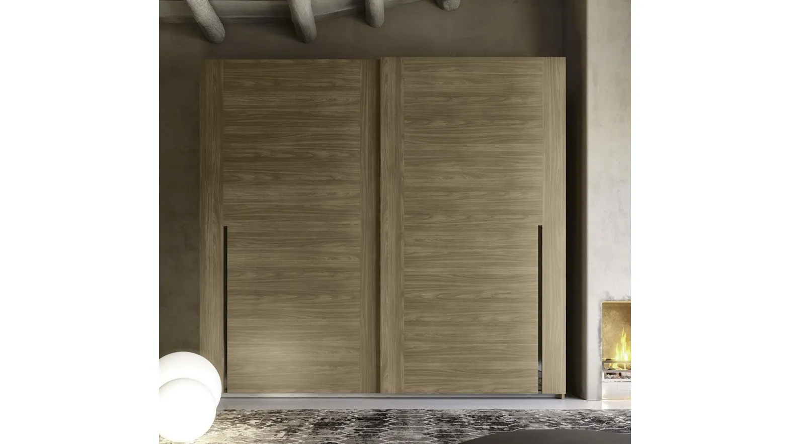 Wardrobe with sliding doors S40 Maxi walnut finish of S75