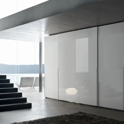 Wardrobe with sliding doors Step Mid DN119 in glossy white lacquered by Maronese Acf.